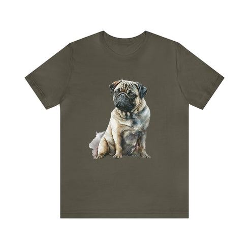 Loving Pug in Watercolor - Short Sleeve Tee Army